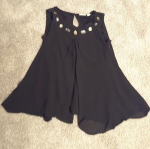 CATO women's sleeveless evening top with rhinestones   sz M  black